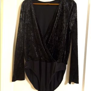 Crushed Velvet Low Cut Bodysuit